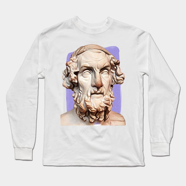 Greek Poet Homer illustration Long Sleeve T-Shirt by Litstoy 